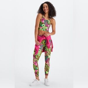 Fabletics No Bounce High Impact Sports Bra NWT + Legging Tropical Oasis Set